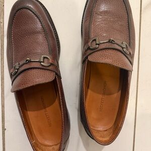 Beckett Simonon Brown Pebbled Leather Bit Loafers